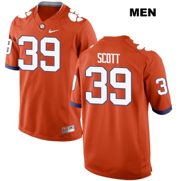 Men's Clemson Tigers #39 Cameron Scott Stitched Orange Authentic Nike NCAA College Football Jersey ANN0646OP